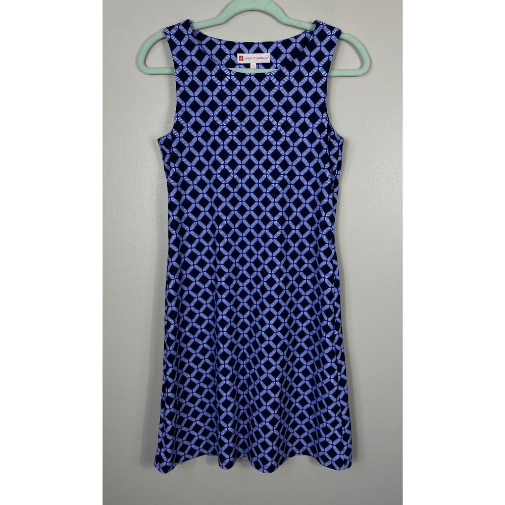Jude Connally Beth Dress Jude Cloth Blue Diamond Print Small Shift Outdoors